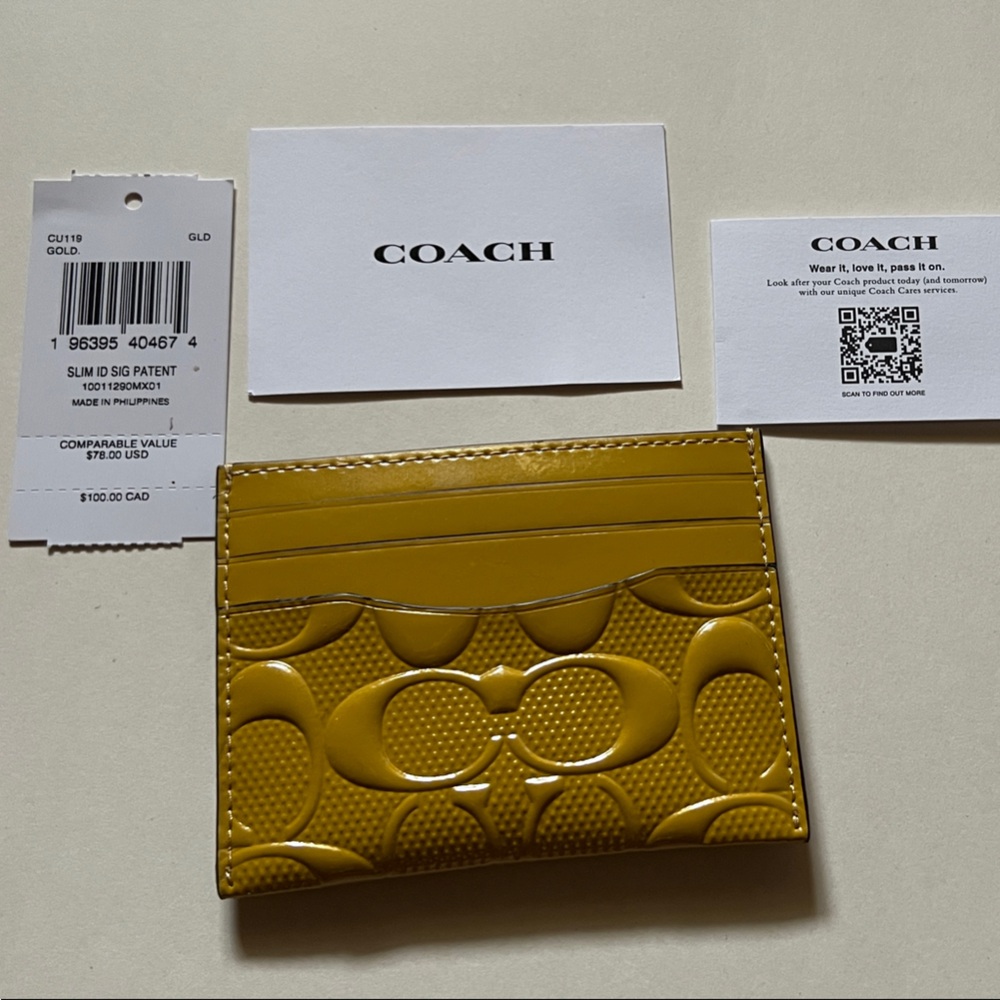 Coach Mustard Yellow id Card Holder - Picture 3 of 4
